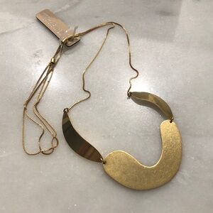 Madewell Flat Metal Abstract Necklace Vintage Gold 18” Adjustable